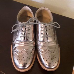 Silver Wing Tip Shoes